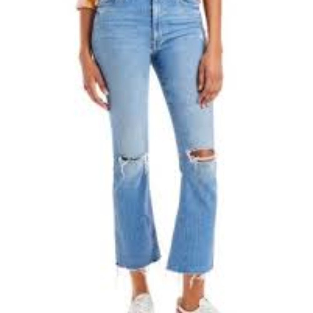 High Waisted Rider Ankle Fray Party Like A Pirate Jeans In Blue